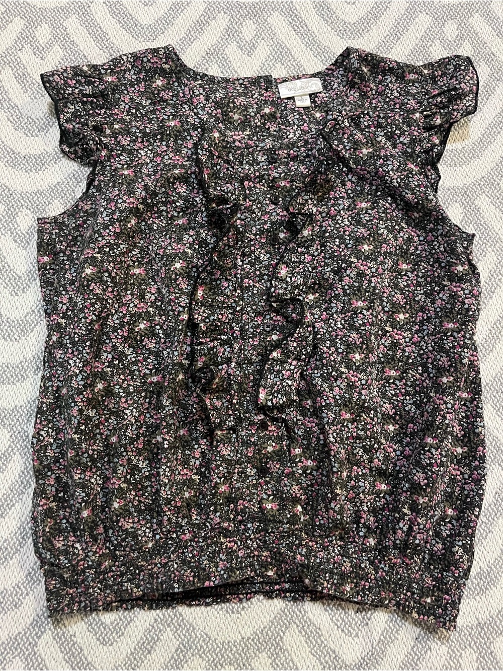 Dressbarn Floral Ruffle Blouse Large